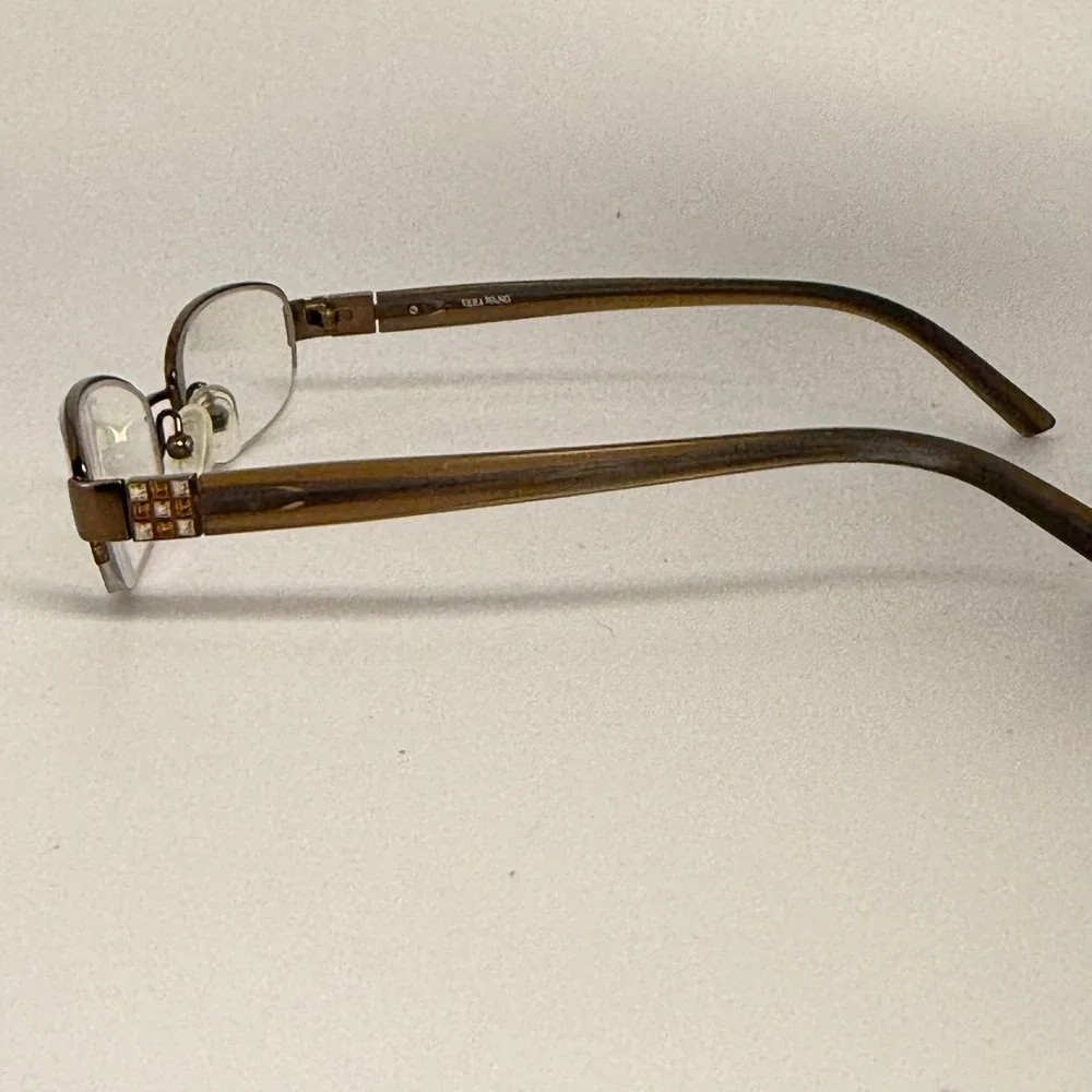 Vera Wang V126 BR Brown Oval Eyeglass Frames 50-18-135 Crystal Accents